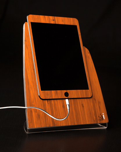 Bamboo Wood iStand for the iPad Mini - ShopElegancyAccessoriesCut Logo out on BackBamboo Wood iStand for the iPad Mini