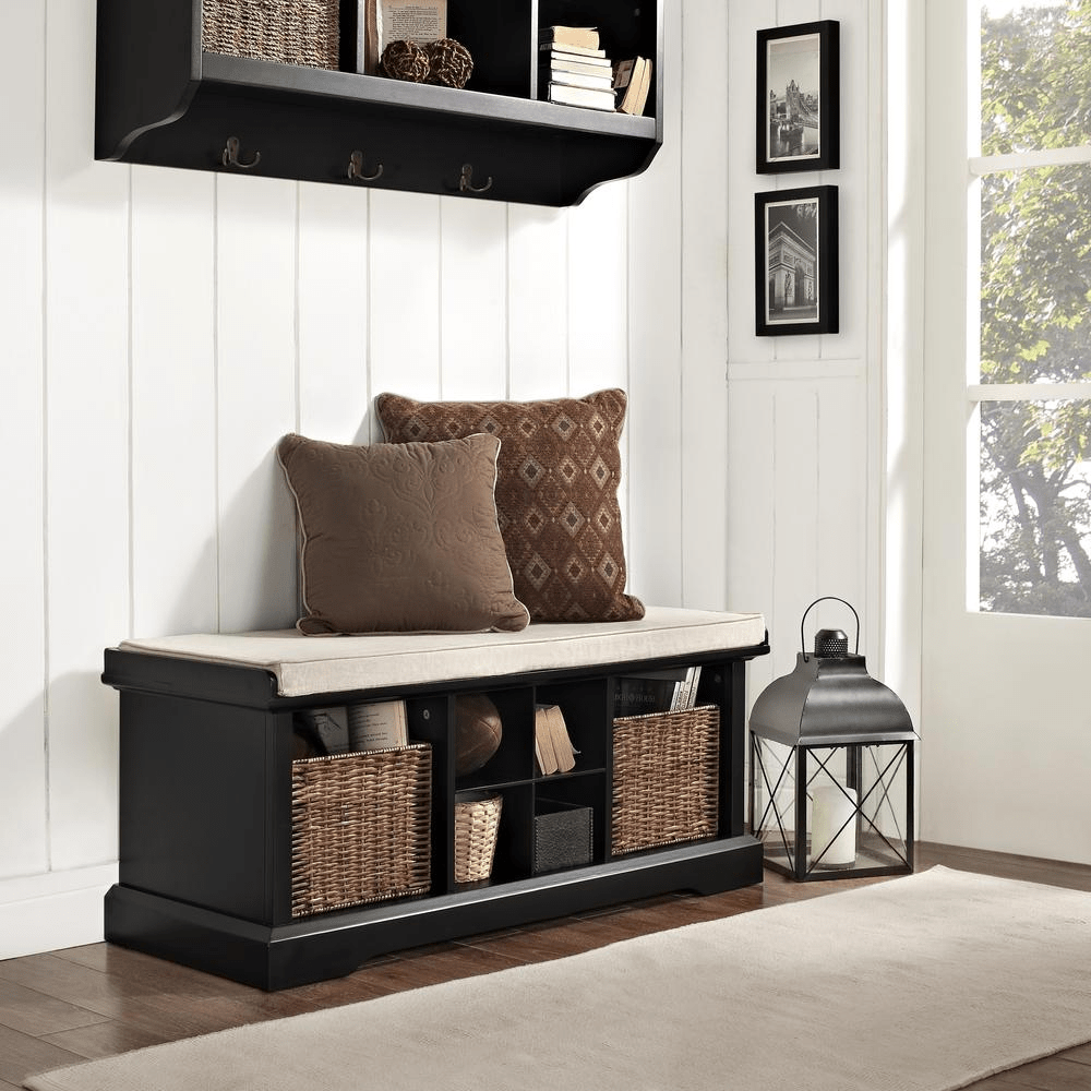 Brennan Storage Bench Black/Tan - Bench, 2 Bamboo Wicker Baskets - ShopElegancy710244200370DefaultBrennan Storage Bench Black/Tan - Bench, 2 Bamboo Wicker Baskets