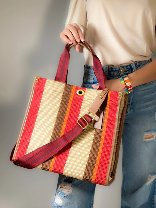 ClaudiaG Collection Stripe Tote - ShopElegancyRedStripe Tote - ShopElegancy