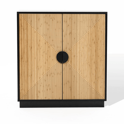 Modern Boho 2 - Door Black Accent Cabinet with Bamboo Strips - ShopElegancy810129482386DefaultModern Boho 2 - Door Black Accent Cabinet with Bamboo Strips