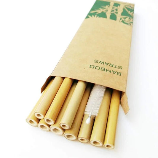 Natural Organic Bamboo Straw - ShopElegancy10 Pieces With Bag20 x 0.9 CentimetersNatural Organic Bamboo Straw