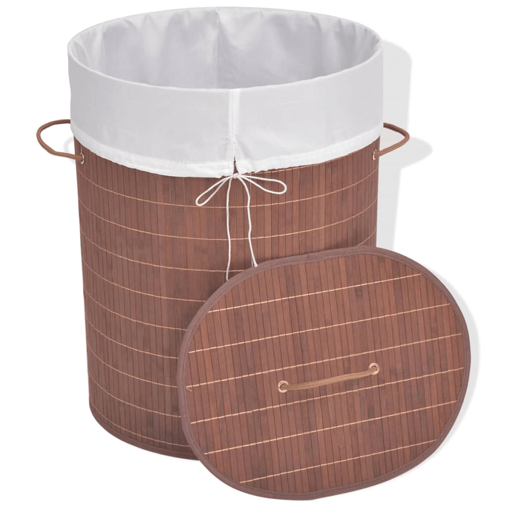 vidaXL Bamboo Laundry Bin Oval Brown - ShopElegancy8718475587286BrownvidaXL Bamboo Laundry Bin Oval Brown