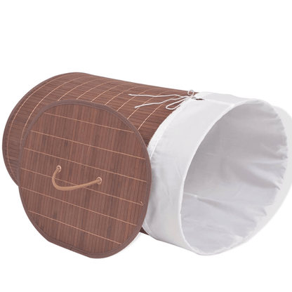 vidaXL Bamboo Laundry Bin Oval Brown - ShopElegancy8718475587286BrownvidaXL Bamboo Laundry Bin Oval Brown