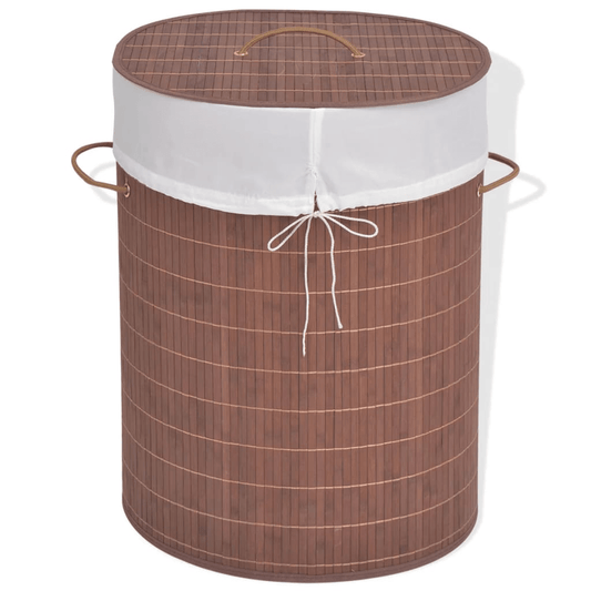 vidaXL Bamboo Laundry Bin Oval Brown - ShopElegancy8718475587286BrownvidaXL Bamboo Laundry Bin Oval Brown