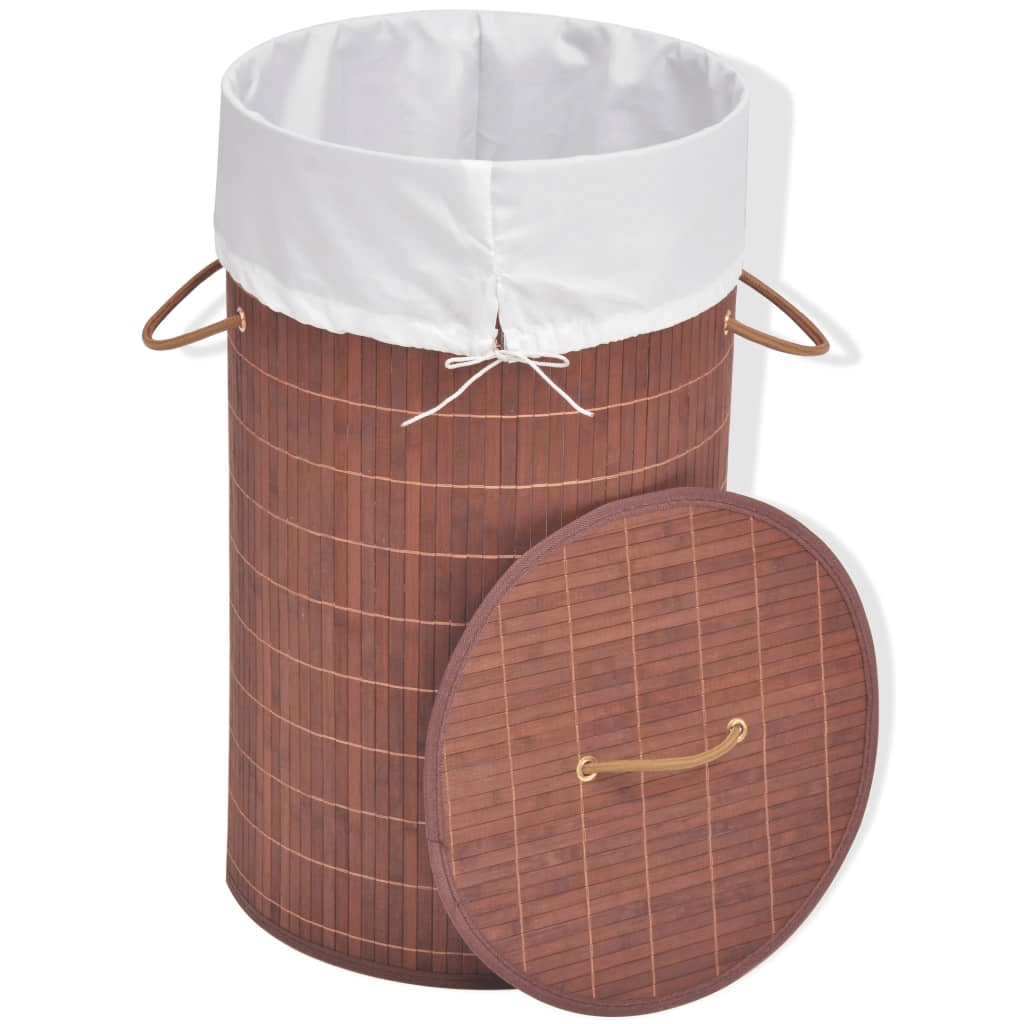 vidaXL Bamboo Laundry Bin Round Brown - ShopElegancy8718475587262BrownvidaXL Bamboo Laundry Bin Round Brown